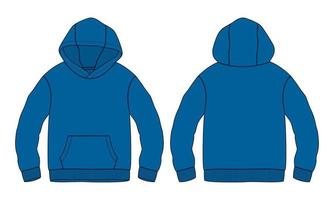 Long sleeve hoodie vector illustration  Blue color template.