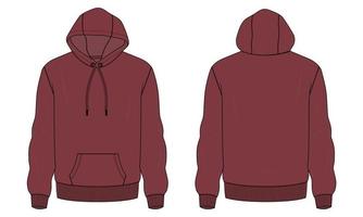 Long sleeve hoodie vector illustration  Red color template.
