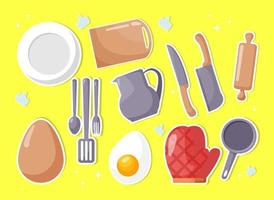 collection of kitchen appliance objects vector