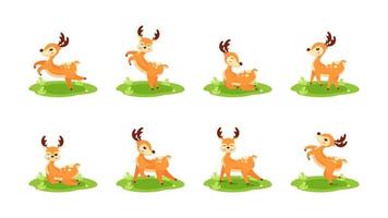 conjunto de pose de animal de ciervo vector