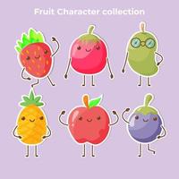 set of character poses of the fruit vector