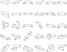 set ribbon cut hand draw outline vector