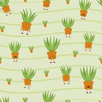 Cute dibujos animados de aloevera emoji de patrones sin fisuras vector