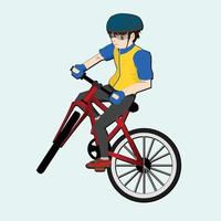 Vector and illustration of sport icon on isolated light blue background. Sporting event of stunt bike.