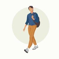 Student going to college flat vector illustration