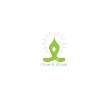 yoga power and natural sign logo design with modern life style vector design