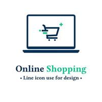 Simple and modern flat design online shopping icon concept isolated on white background.  vector illustration online shopping symbol for web and mobile apps.  Vector illustration