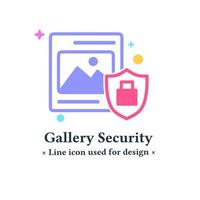 Gallery lock icon vector isolated on a white background. image security symbol for web and mobile applications. Vector illustration