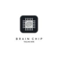 Brain chip Integrated Circuit microchip CPU ai smart chip logo design template for brand or company and other vector