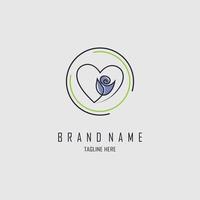 rose flowers love logo line style design template for brand or company and other vector