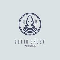 squid ghost line style logo design template for brand or company and other vector