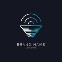 speaker wifi line style logo design template vector for brand or company and other