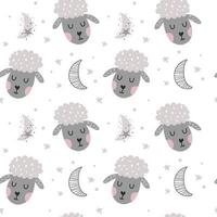 Seamless pattern with sheeps. Fabric print. Vector illustration.