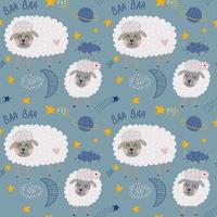 Seamless pattern with sheeps. Fabric print. Vector illustration.