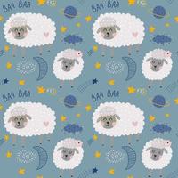 Seamless pattern with sheeps. Fabric print. Vector illustration.