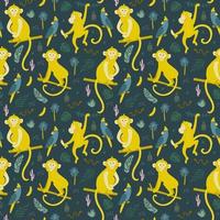 Seamless pattern with monkey. Fabric print. Vector illustration.