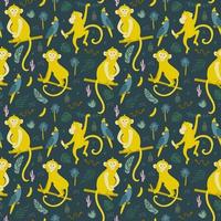 Seamless pattern with monkey. Fabric print. Vector illustration.