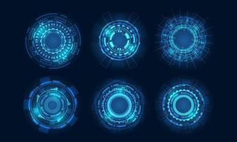 Circle technology elements set. Futuristic hud interface concept.Blue overlay style. vector