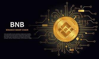 Binance samart chain BNB.Technology background with circuit.BNBlogo.Crypto currency concept. vector