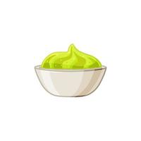 Cuenco de salsa wasabi sobre un fondo blanco aislado. ilustración de dibujos animados vectoriales. vector