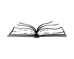 Open book is a sketch on a white isolated background. Hand drawn vector illustration.  icon.