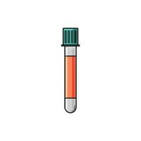 Medical test tube closed on a white isolated background. Collecting tests. Vector illustration of a cartoon.