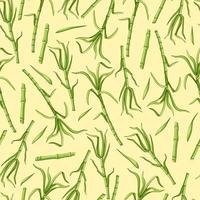 Sugar cane seamless pattern. Stems and leaves are an endless background. Vector illustration.