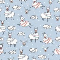 Cute alpaca seamless pattern. Llama and clouds is a delicate vector print for clothes. Vector background.