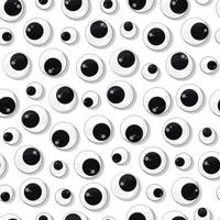 Plastic toy eyes seamless pattern on white insulated background. Various safe parts. Vector cartoon illustration.