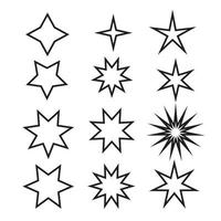 sun and star icons set in line art style vector