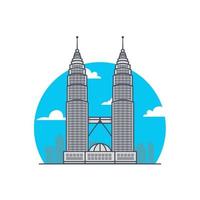 Petronas tower flat illustration cartoon icon vector