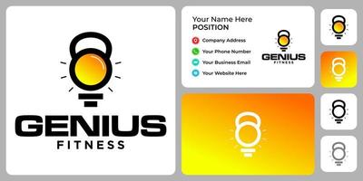 Smart fitness logo design with business card template. vector