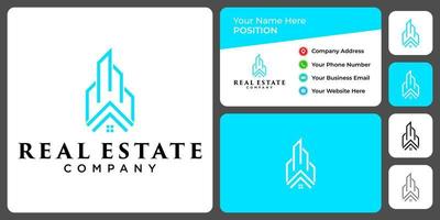 Real estate logo design with business card template. vector