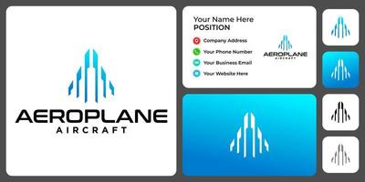 Letter A monogram airline logo design with business card template.