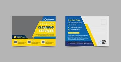 Cleaning service business postcard template vector