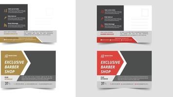 Barbar shop business postcard template vector