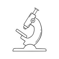 Hand drawn microscope in doodle sketch style. Vector illustration isolated on white background.