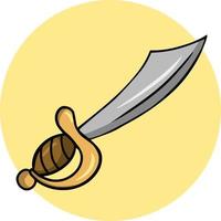 Sharp metal pirate saber, cartoon vector illustration, icon