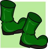 A set of cartoon drawings for the feast of St. Patrick. Green leprechaun boots. Vector illustration.