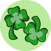 A set of cartoon drawings for the feast of St. Patrick. Green clover is three-leaved and four-leaved. Vector illustration.