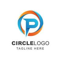 Letter P logo design with colorful abstract circle shape vector