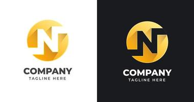 Letter N logo design template with geometric shape style