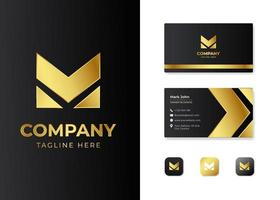 Letter initial M luxury logo with business card design