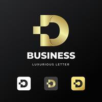 initial letter D logo template design with gold gradient concept luxury for business company vector