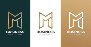 Initial letter M logo design with gold gradient concept luxury vector