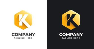 Letter K logo design template with geometric shape style vector