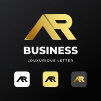 initial letter A R logo template design with gold gradient concept luxury for business company vector