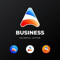 Letter A or triangle logo template design with gradient variation concept modern vector