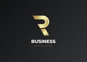 Initial letter R logo design with gold gradient concept luxury vector