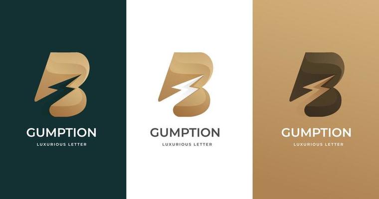Initial letter B thunder bolt logo design template